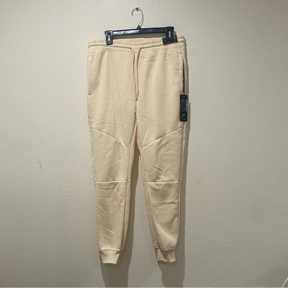 PUBLIC SUPPLY NYC Men's Cream Jogger Pants - Soft Drawstring Sweatpants. Size M
